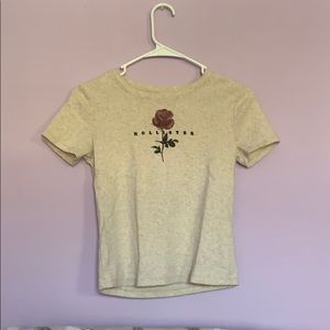 Hollister off white t-shirt with a rose